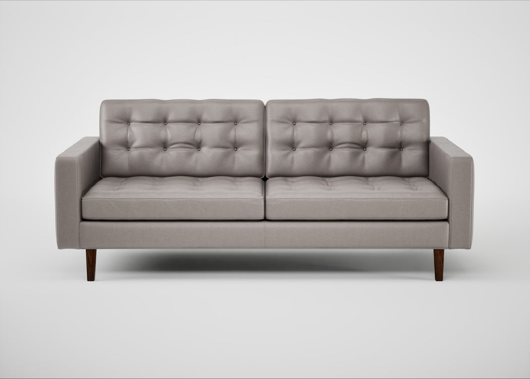 Hepburn 3 Seater Sofa Daino Leather Elephant / Walnut
