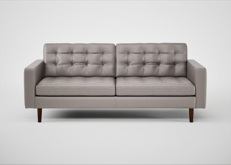 Hepburn 3 Seater Sofa Daino Leather Elephant / Walnut