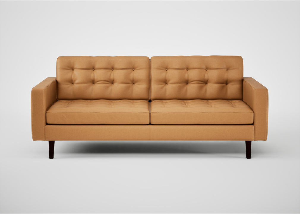Hepburn 3 Seater Sofa Daino Leather Parchment / Wenge