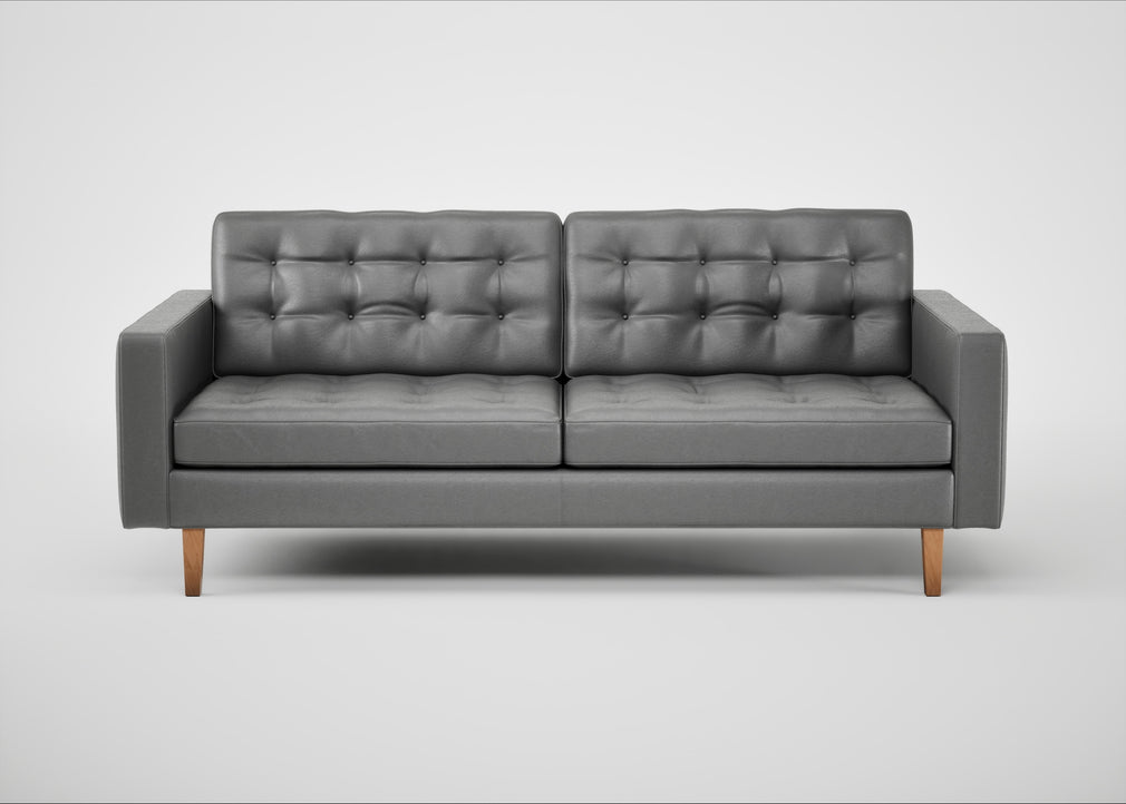 Hepburn 3 Seater Sofa Daino Leather Steel / Natural