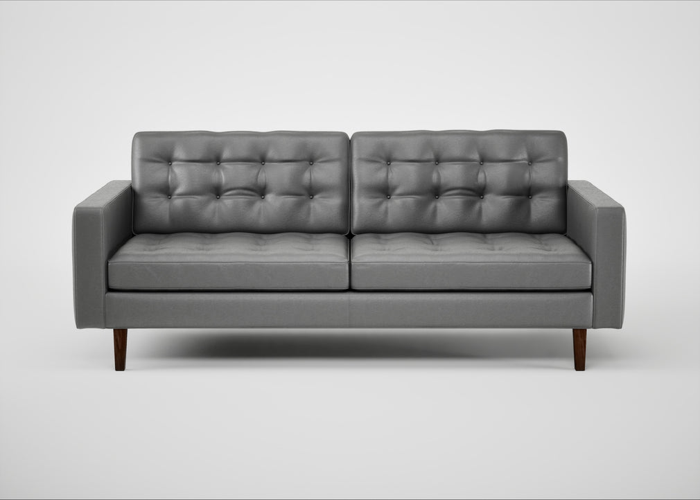 Hepburn 3 Seater Sofa Daino Leather Steel / Walnut