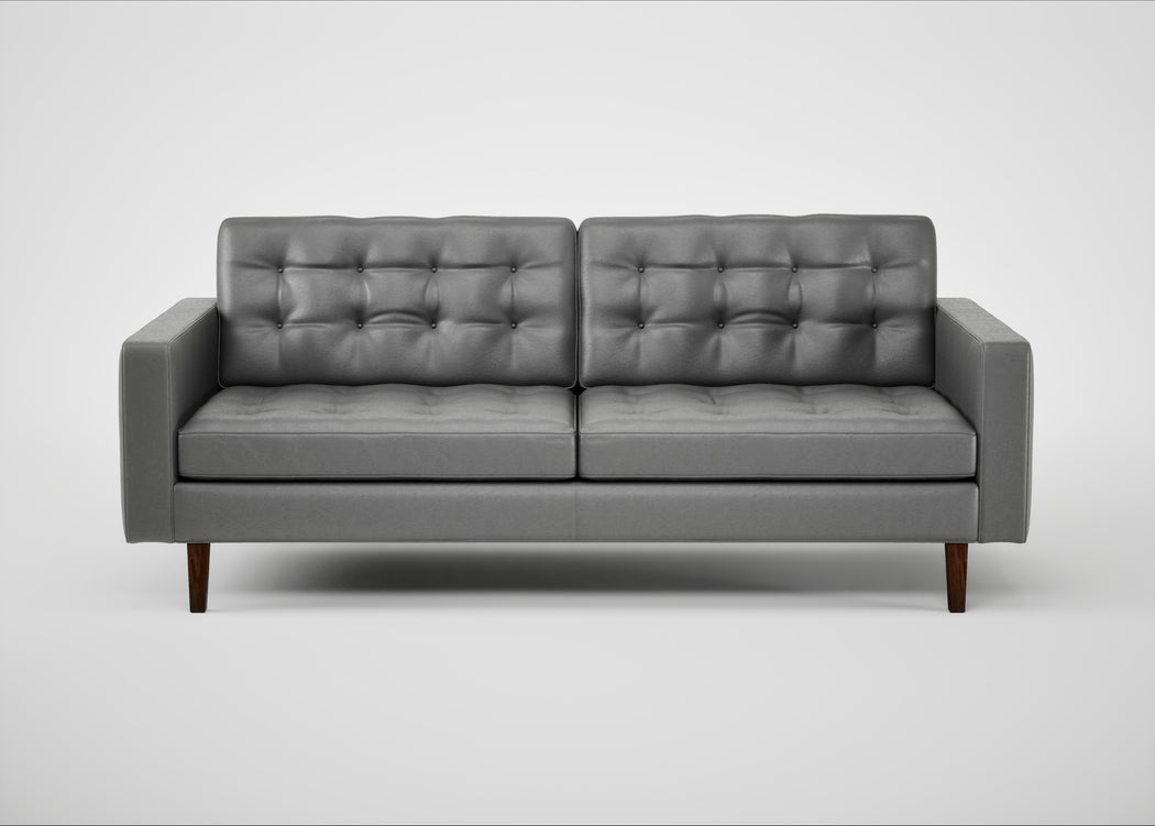 Hepburn 3 Seater Sofa Daino Leather Steel / Walnut