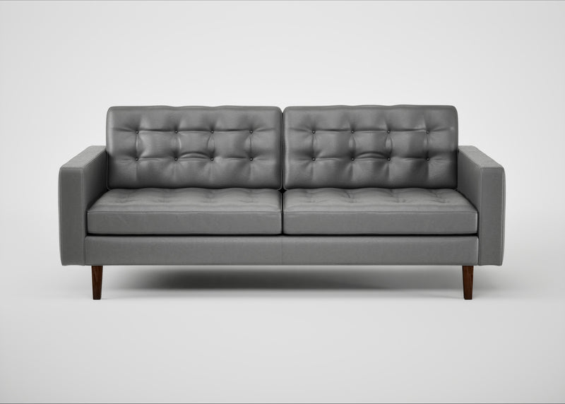 Hepburn 3 Seater Sofa Daino Leather Steel / Walnut