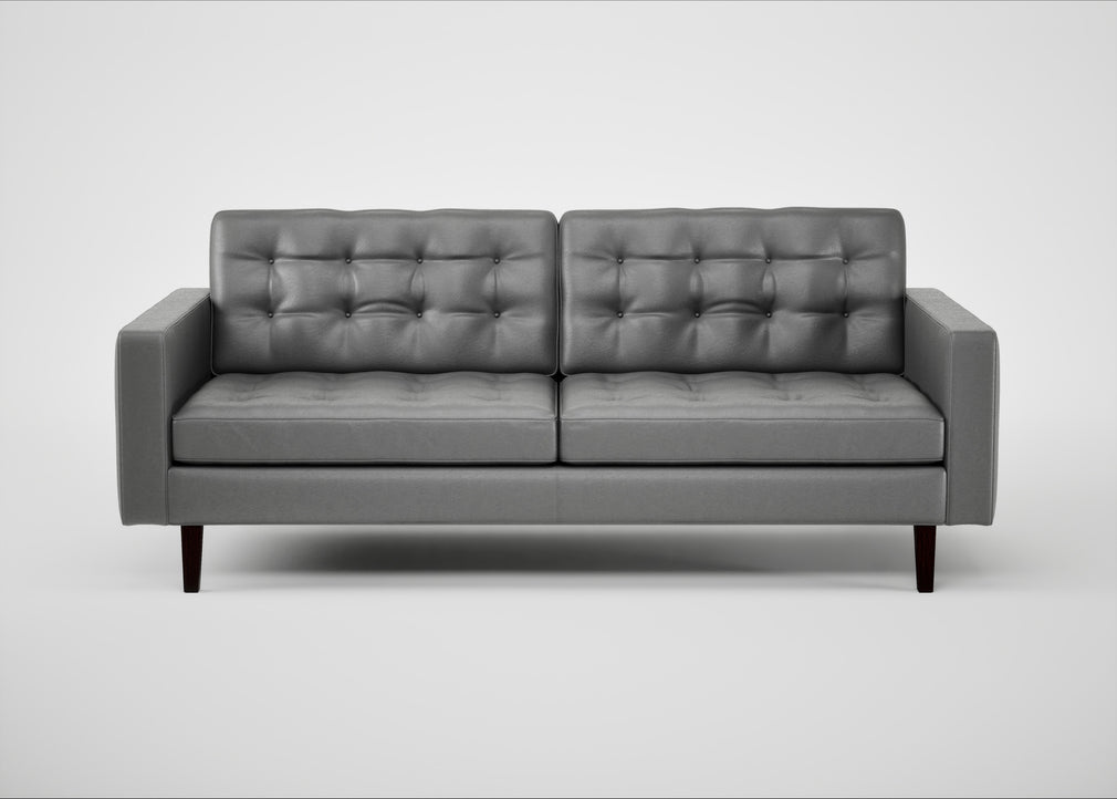 Hepburn 3 Seater Sofa Daino Leather Steel / Wenge