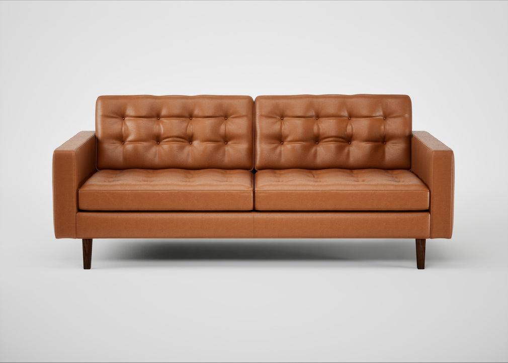 Hepburn 3 Seater Sofa Daino Leather Treacle / Walnut
