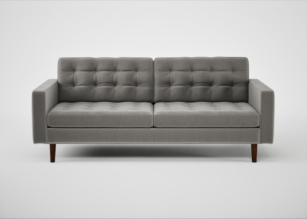 Hepburn 3 Seater Sofa Nobilis Velvet Dolphin / Walnut