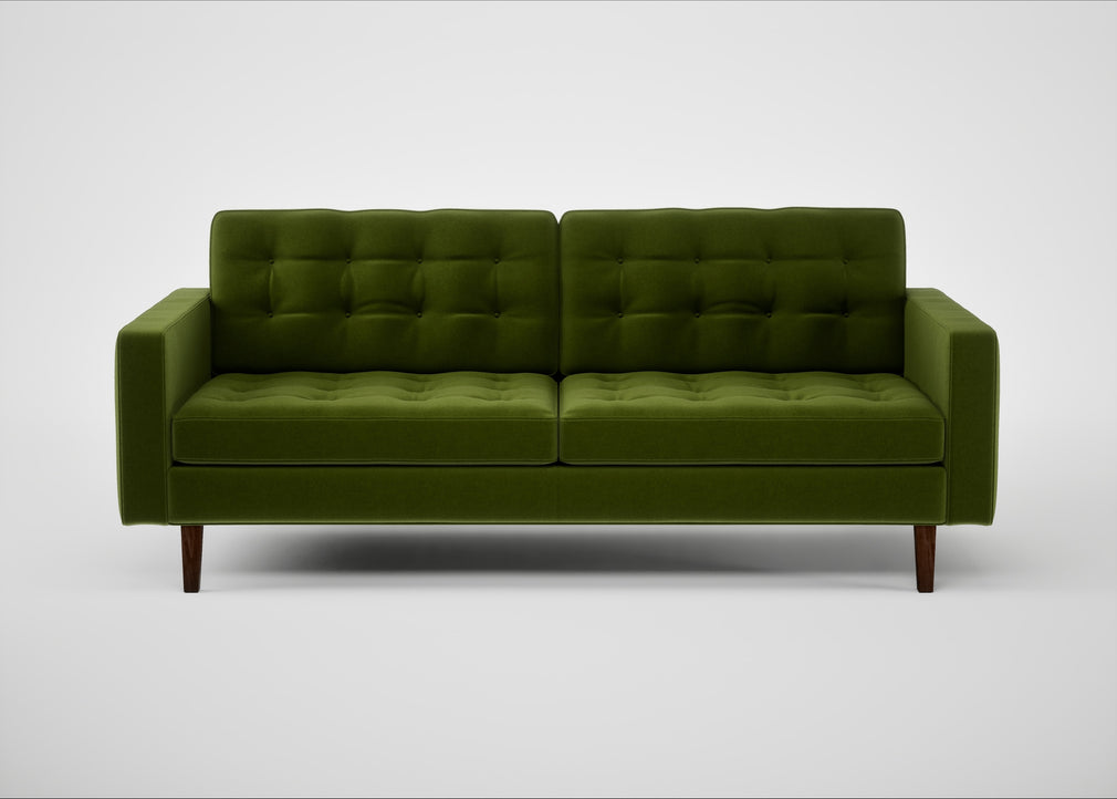 Hepburn 3 Seater Sofa Nobilis Velvet Leaf / Walnut