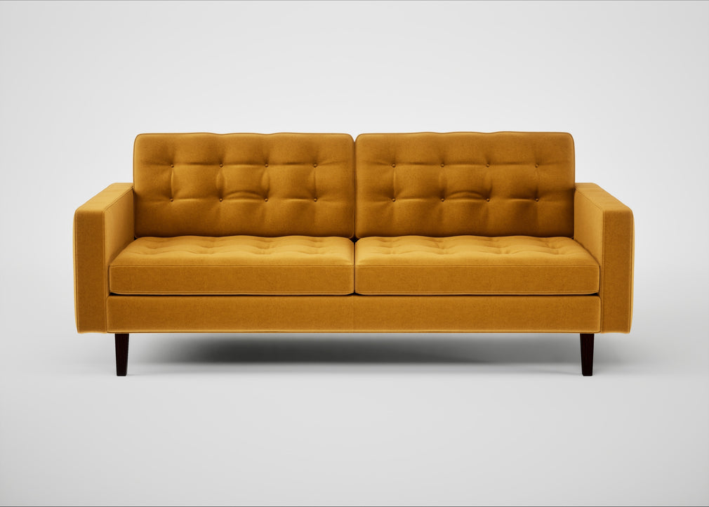 Hepburn 3 Seater Sofa Nobilis Velvet Mustard / Wenge