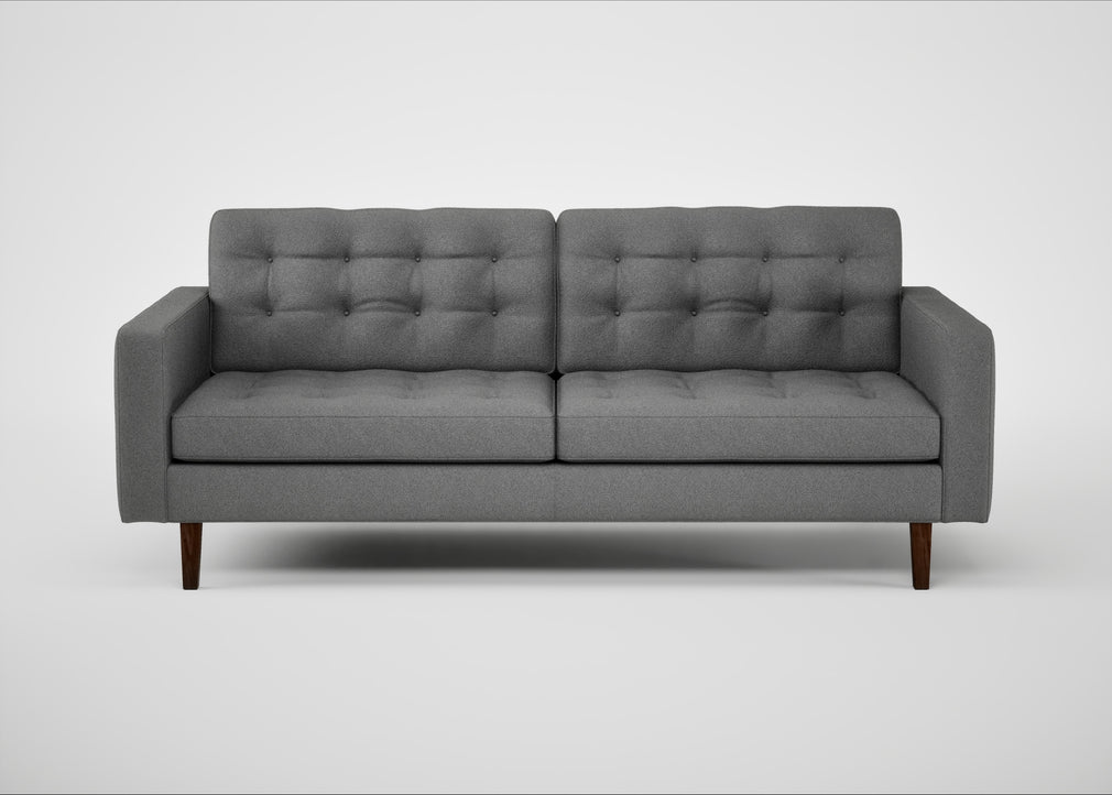 Hepburn 3 Seater Sofa St Moritz Wool Light Grey / Walnut
