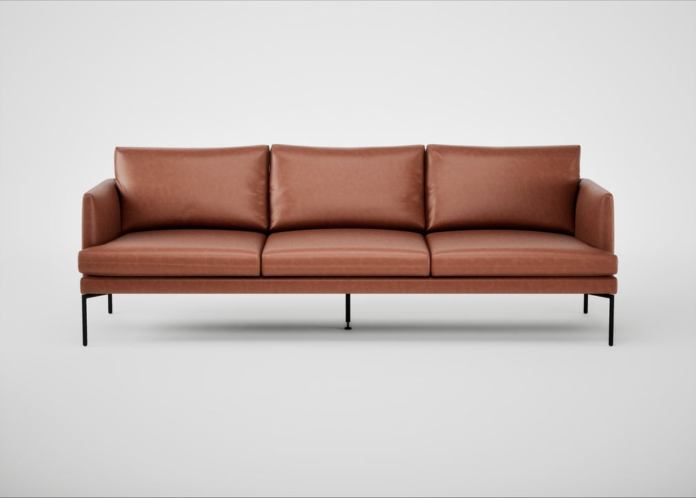 Matera 4 Seater Sofa Leather Stonewash Light Brown 274 / Black