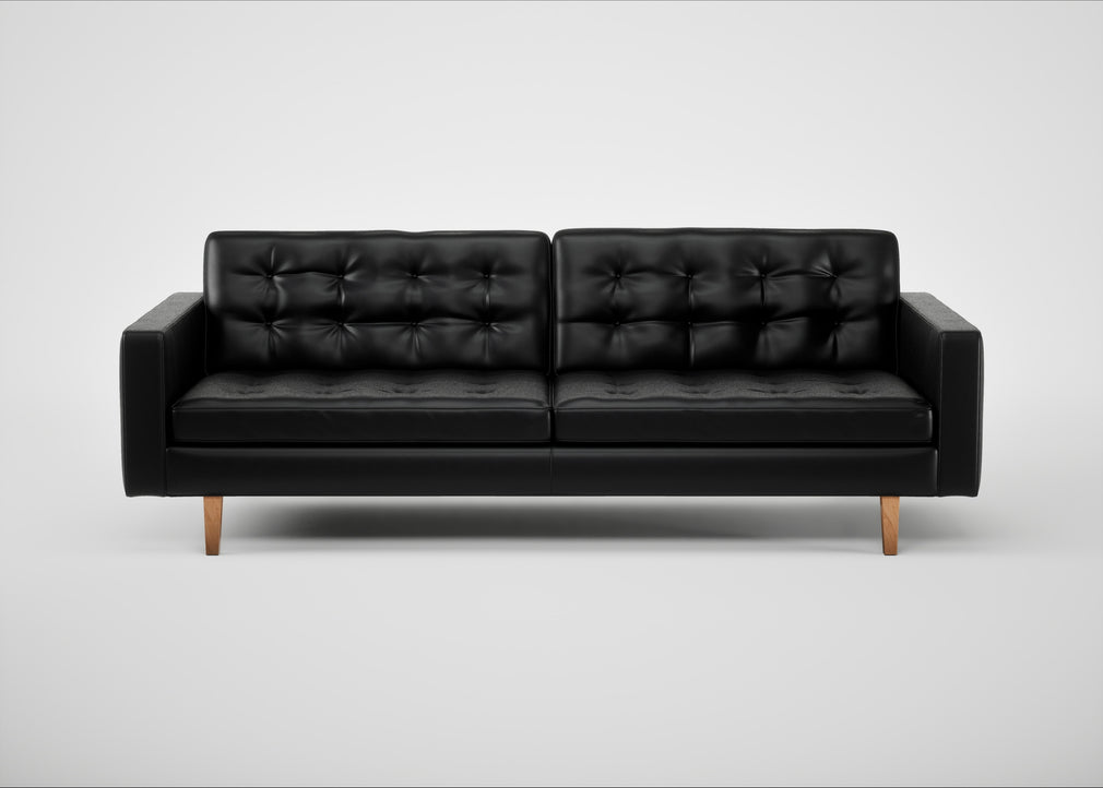 Hepburn 4 Seater Sofa Leather Stonewash Black 263 / Natural