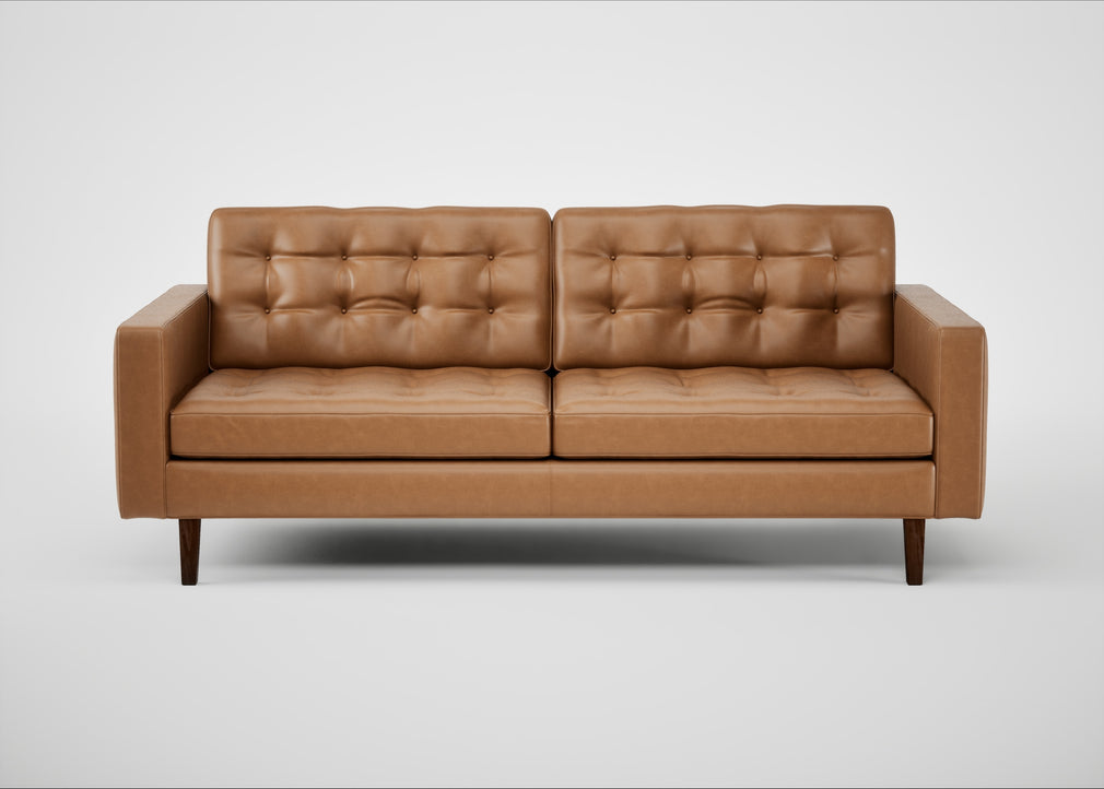 Hepburn 3 Seater Sofa Leather Stonewash Toffee 277 / Walnut