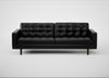 Hepburn 4 Seater Sofa Leather Stonewash Black 263 / Walnut