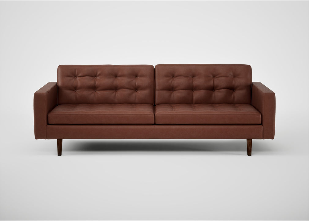 Hepburn 4 Seater Sofa Leather Grain Dark Brown 068 / Walnut