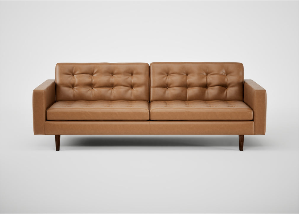 Hepburn 4 Seater Sofa Leather Grain Dark Brown 068 / Walnut