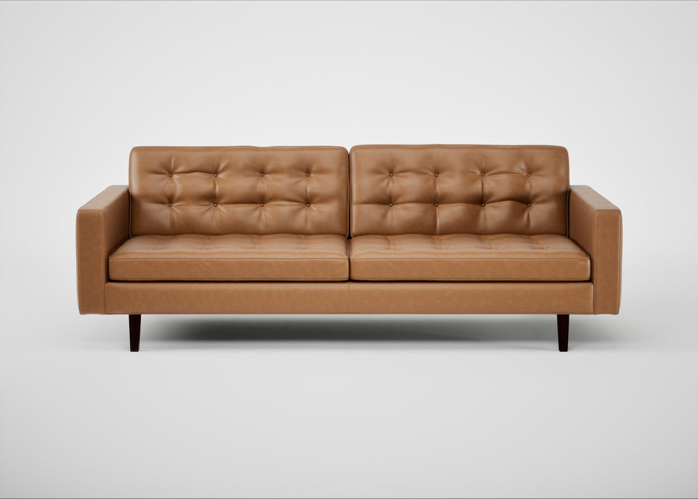 Hepburn 4 Seater Sofa Leather Stonewash Toffee 277 / Wenge Black