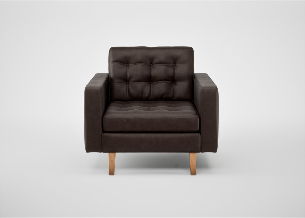 Hepburn Armchair Leather Grain Chocolate 066 / Natural