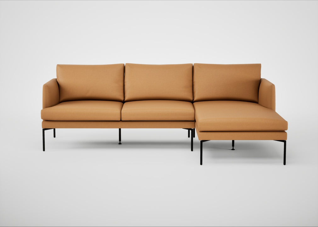 Matera Right Hand Facing Chaise Sofa Daino Leather Parchment / Black