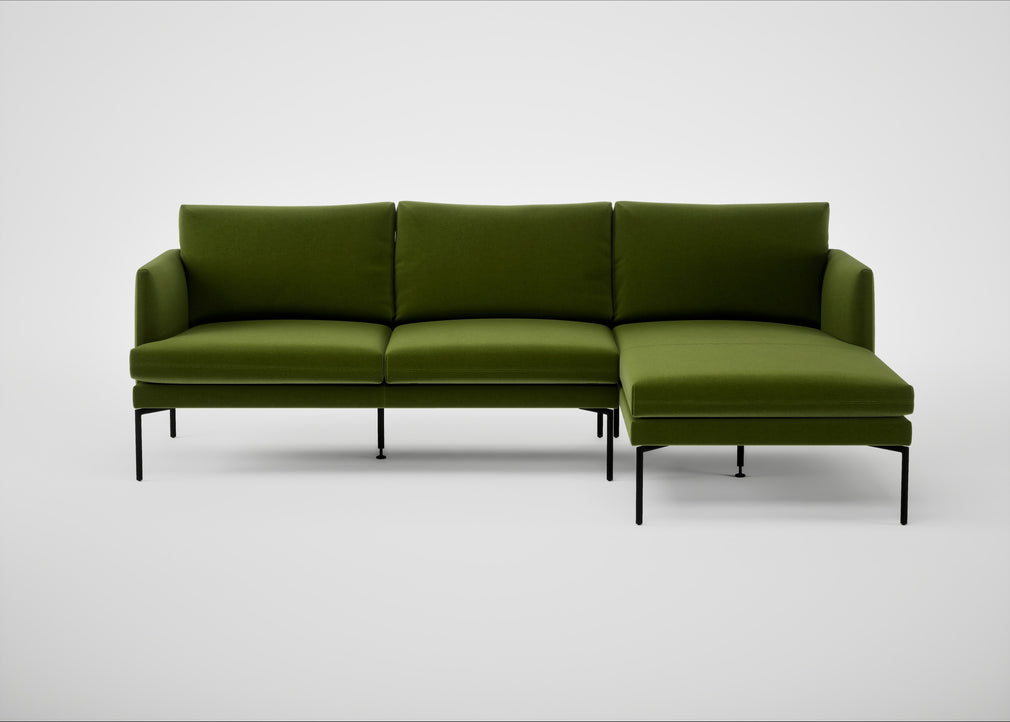 Matera Right Hand Facing Chaise Sofa Nobilis Velvet Leaf / Black