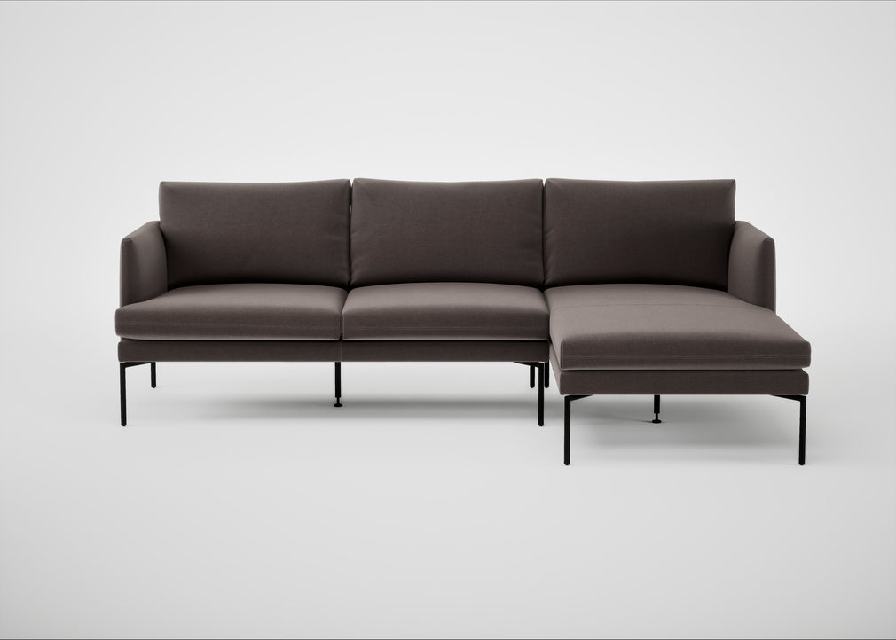 Matera Right Hand Facing Chaise Sofa Nobilis Velvet Sable / Black