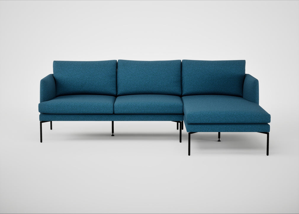 Matera Right Hand Facing Chaise Sofa St Moritz Wool Blue / Black
