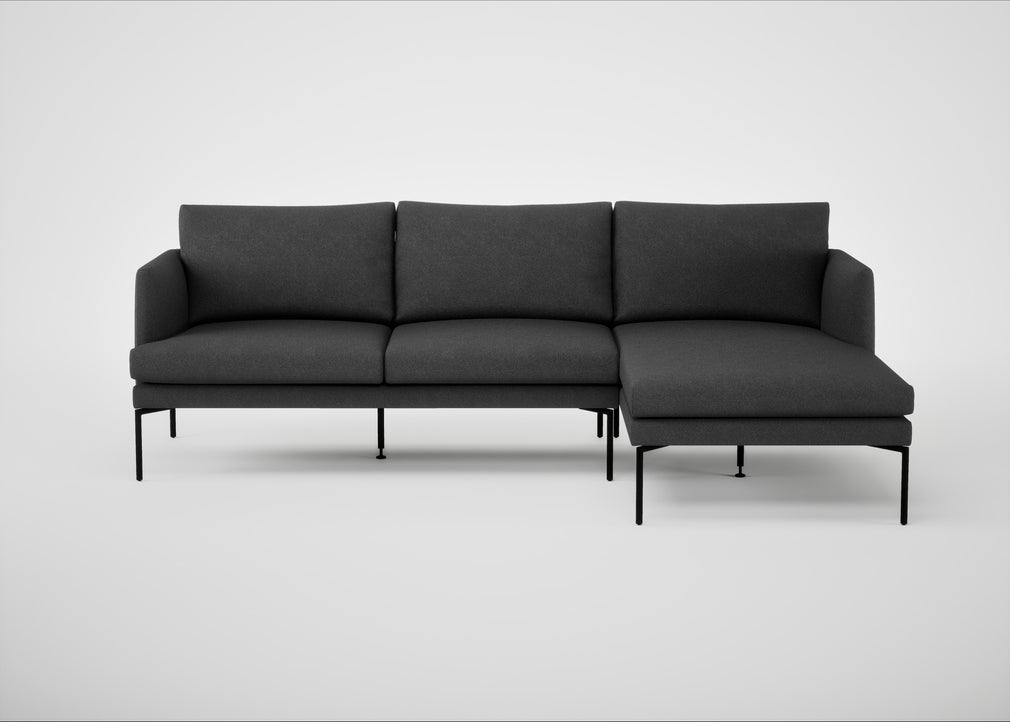 Matera Right Hand Facing Chaise Sofa St Moritz Wool Grey / Black