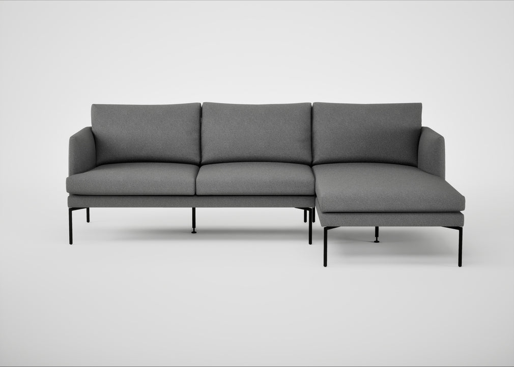 Matera Right Hand Facing Chaise Sofa St Moritz Wool Light Grey / Black