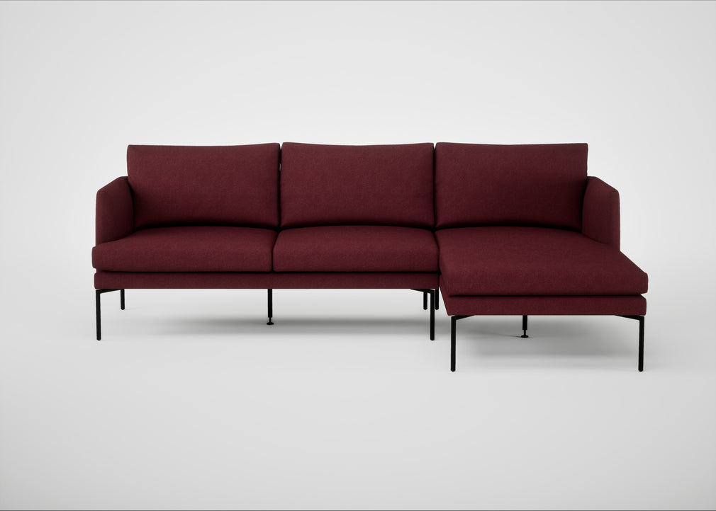 Matera Right Hand Facing Chaise Sofa St Moritz Wool Red / Black