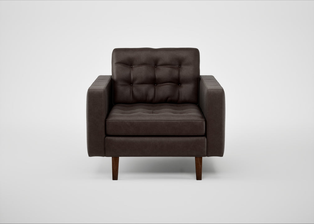 Hepburn Armchair Leather Grain Chocolate 066 / Walnut