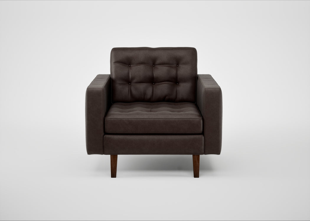 Hepburn Armchair Leather Grain Chocolate 066 / Walnut