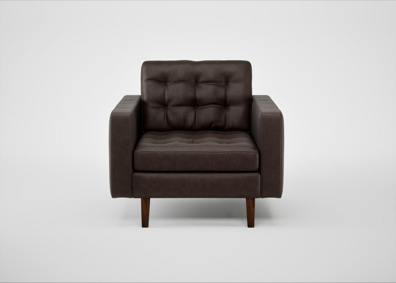 Hepburn Armchair Leather Grain Chocolate 066 / Walnut
