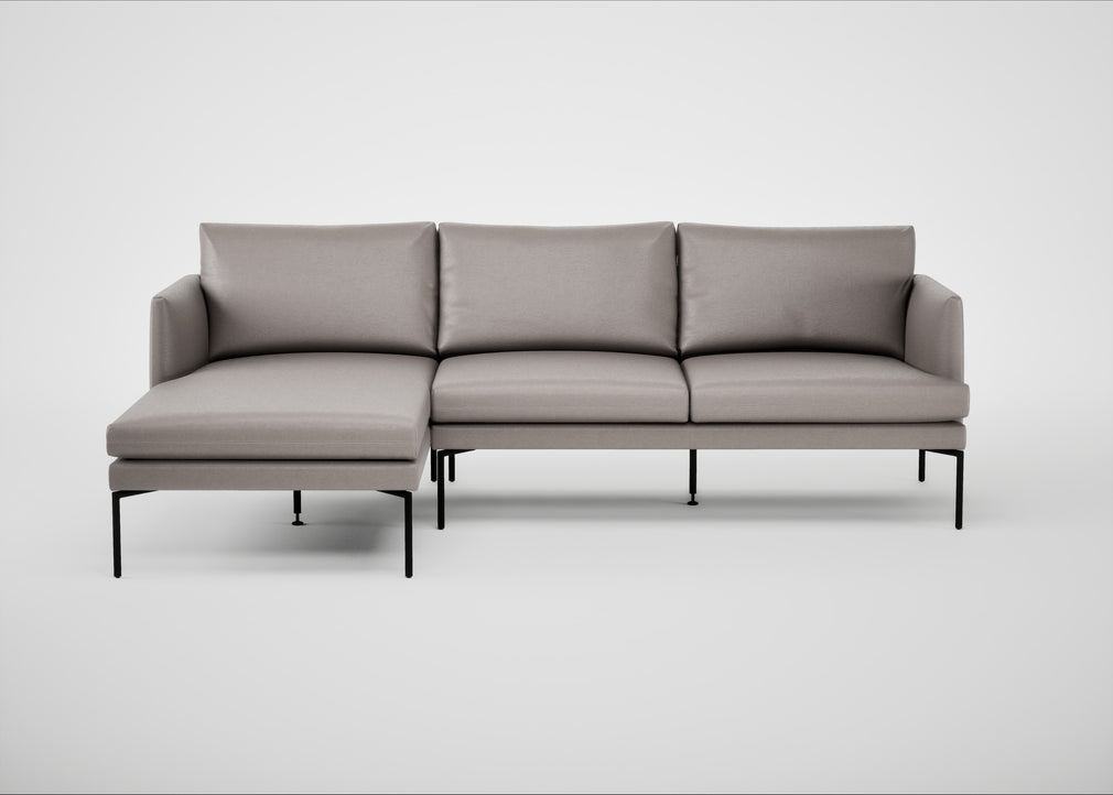 Matera Left Hand Facing Chaise Sofa Daino Leather Elephant / Black