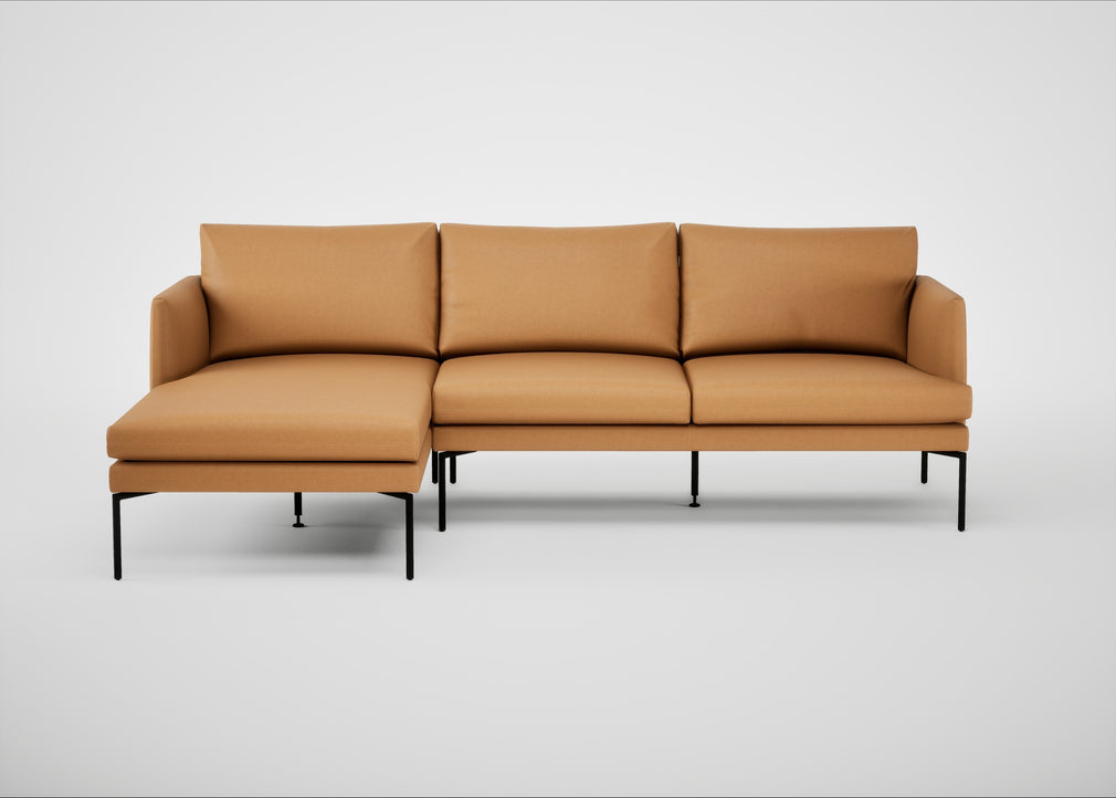 Matera Left Hand Facing Chaise Sofa Daino Leather Parchment / Black