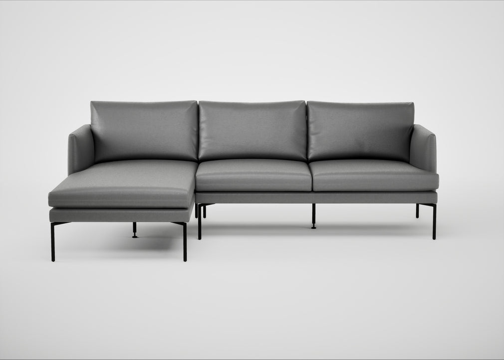 Matera Left Hand Facing Chaise Sofa Daino Leather Steel / Black