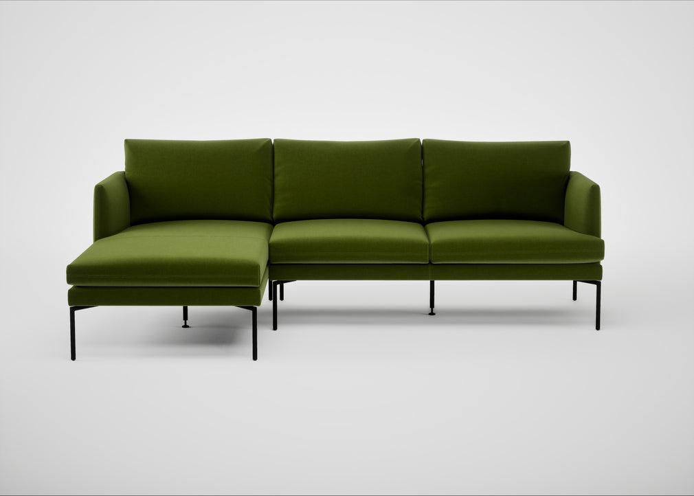 Matera Left Hand Facing Chaise Sofa Nobilis Velvet Leaf / Black