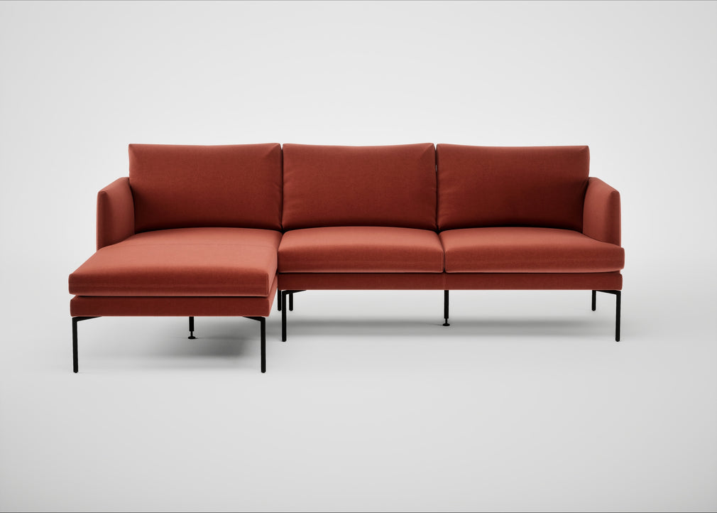 Matera Left Hand Facing Chaise Sofa Nobilis Velvet Rust / Black