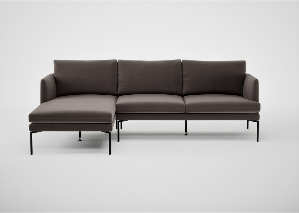 Matera Left Hand Facing Chaise Sofa Nobilis Velvet Sable / Black