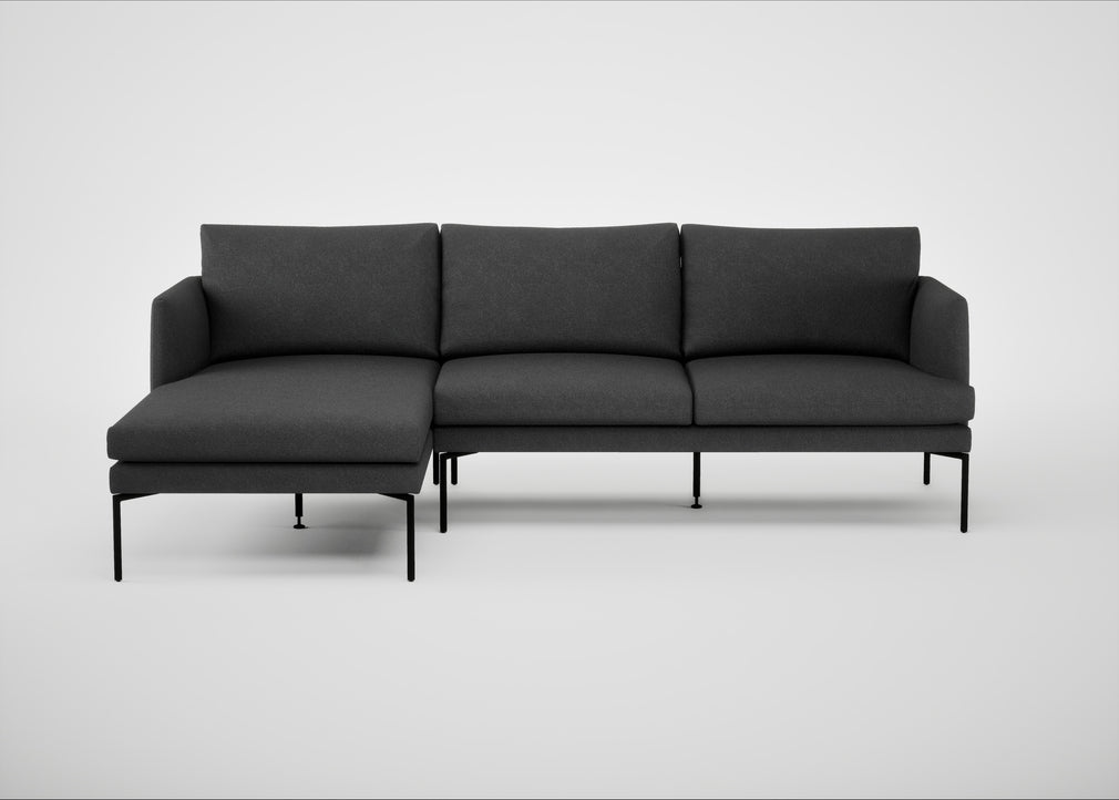 Matera Left Hand Facing Chaise Sofa St Moritz Wool Grey / Black