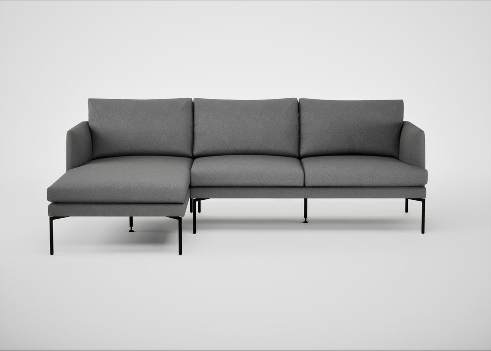 Matera Left Hand Facing Chaise Sofa St Moritz Wool Light Grey / Black