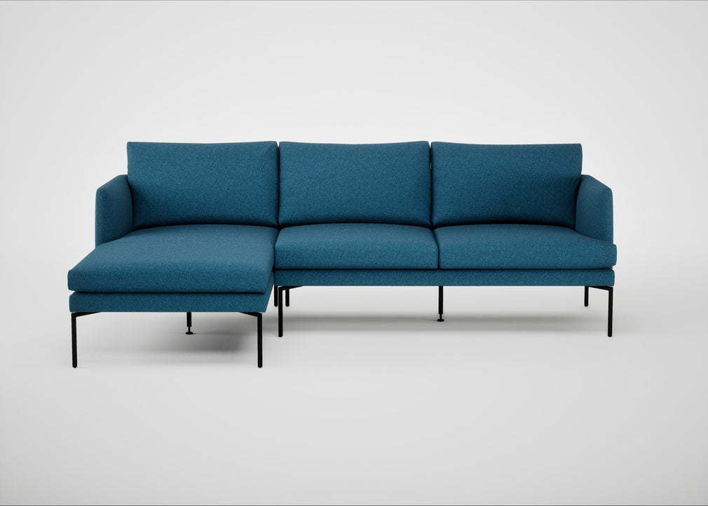 Matera Left Hand Facing Chaise Sofa St Moritz Wool Blue / Black