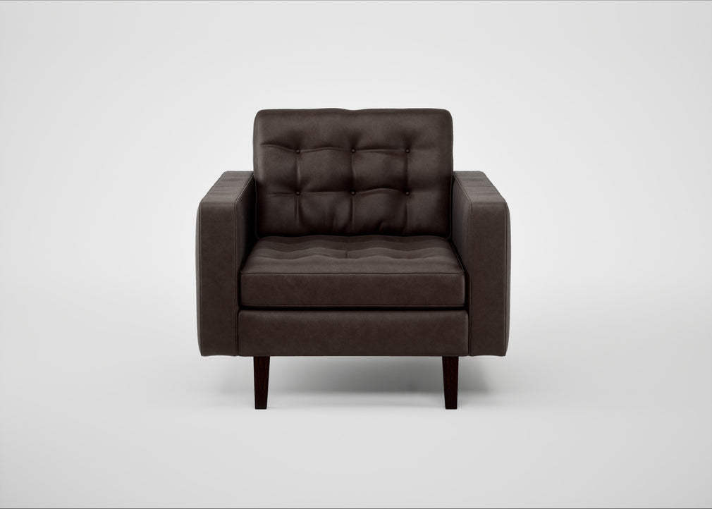 Hepburn Armchair Leather Grain Chocolate 066 / Wenge Black