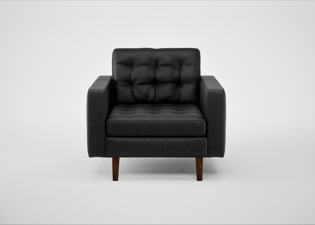 Hepburn Armchair Leather Grain Graphite 063 / Walnut