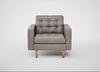 Hepburn Armchair Leather Grain Light Grey 060 / Natural