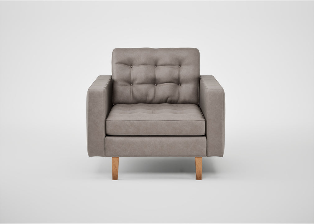Hepburn Armchair Leather Grain Light Grey 060 / Natural
