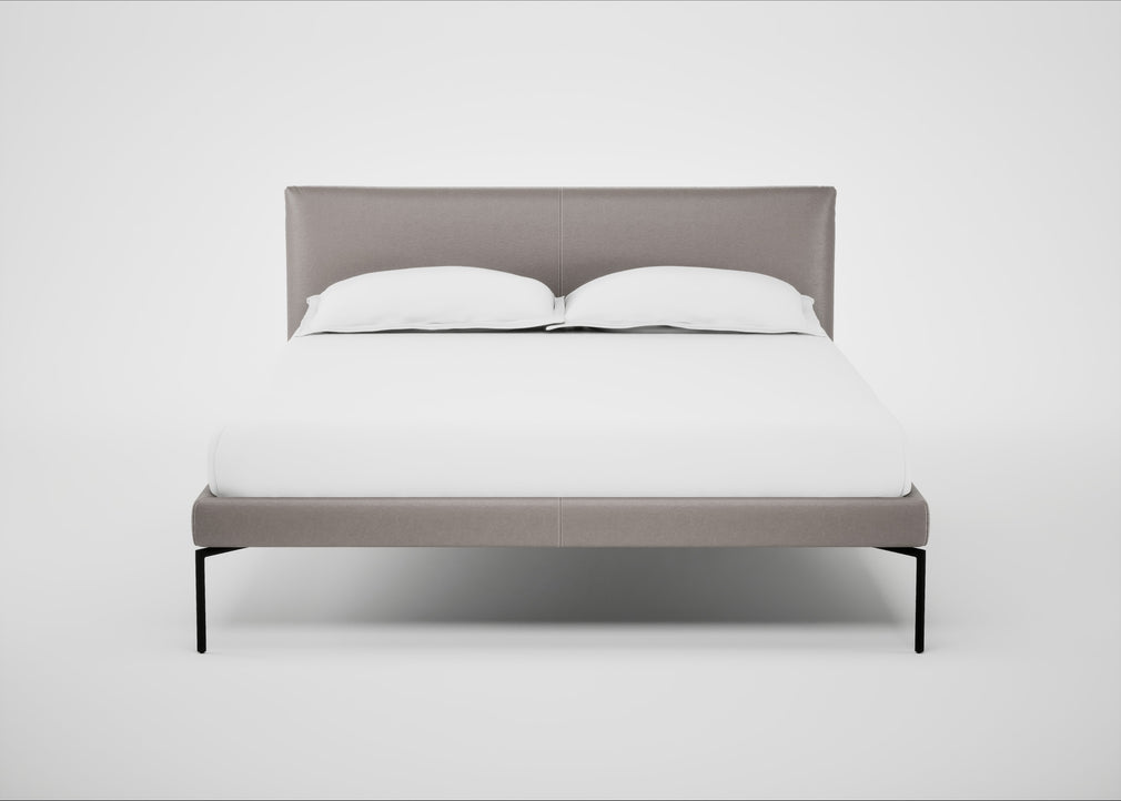 Matera Bed Double / Daino Leather Elephant / Black