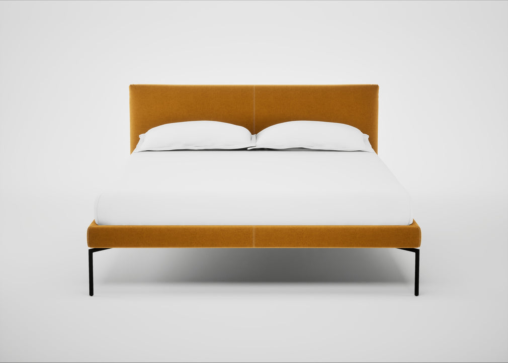 Matera Bed Double / Nobilis Velvet Mustard / Black