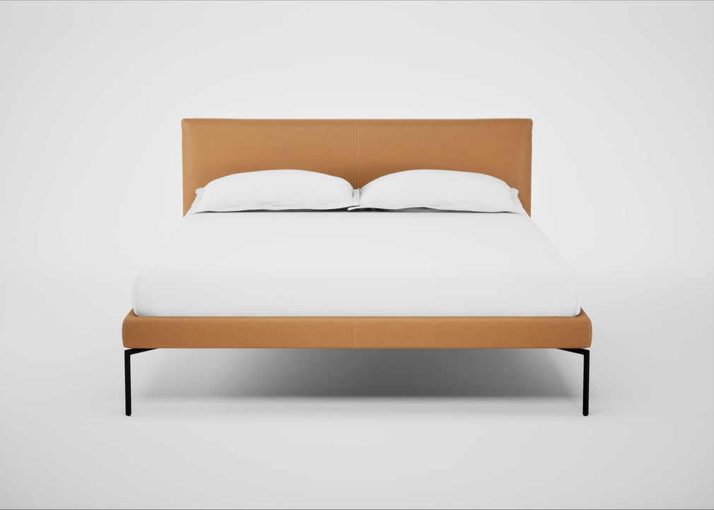 Matera Bed Double / Daino Leather Parchment / Black