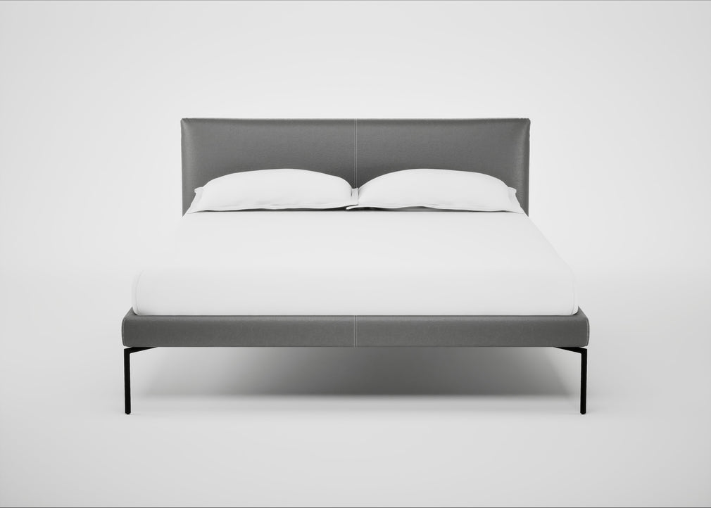 Matera Bed Double / Daino Leather Steel / Black