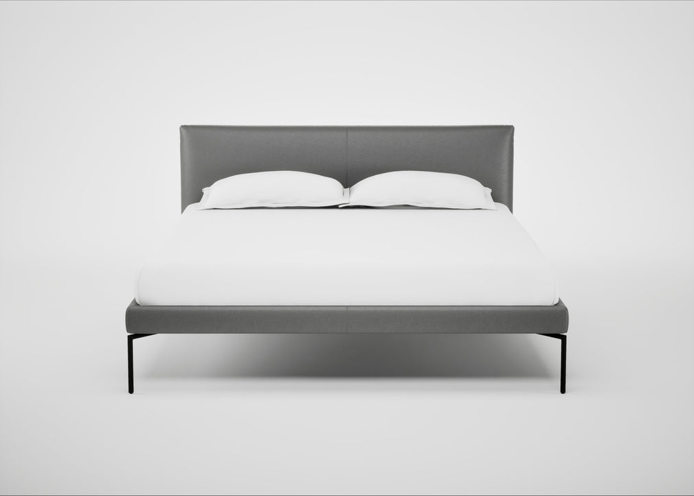 Matera Bed King / Daino Leather Steel / Black