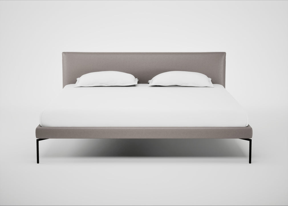 Matera Bed Super King / Daino Leather Elephant / Black